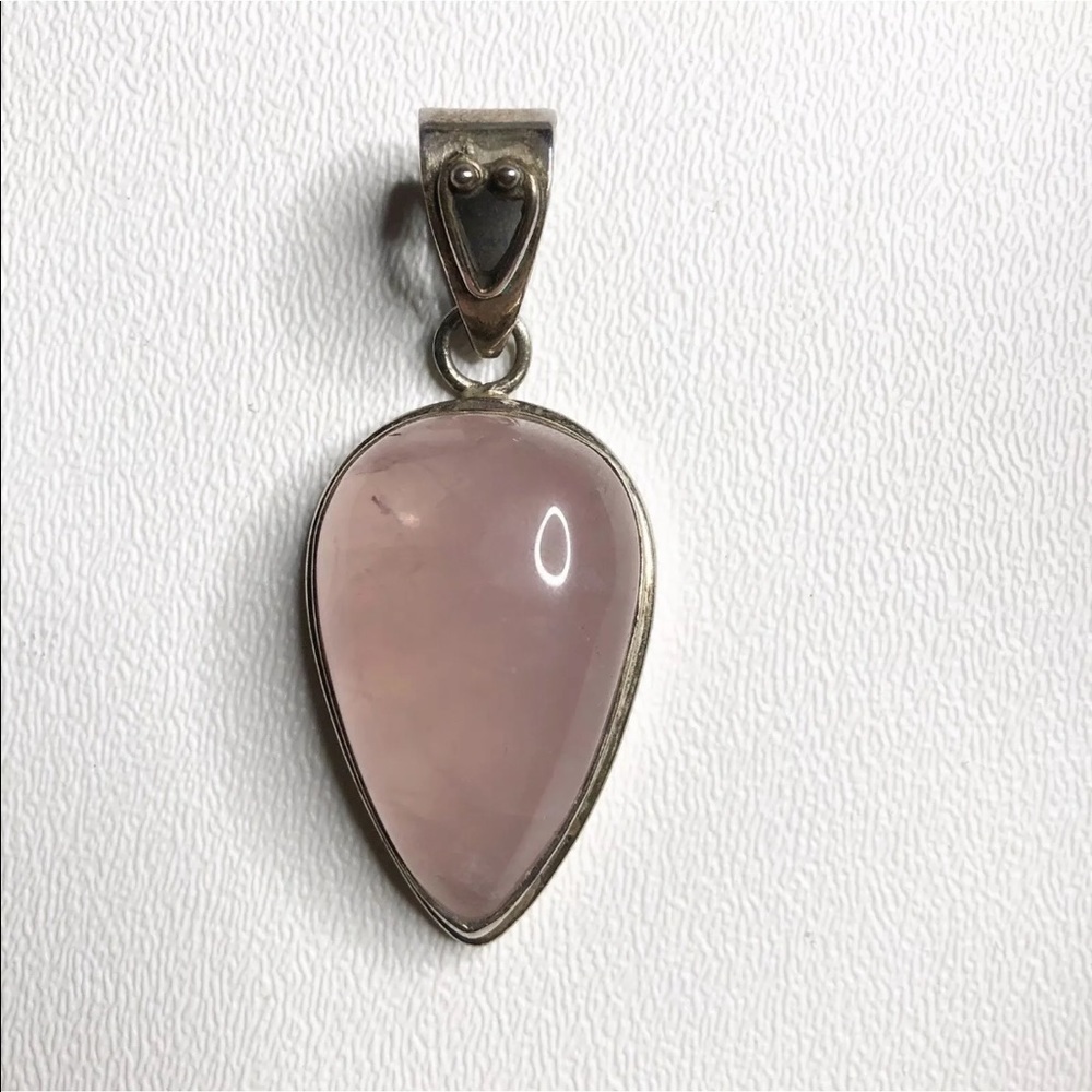 Sterling Silver Pink Gem Large Statement Pendant - image 1